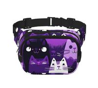 Marsupio a doppio strato con gatto viola, con grazioso gattino, unisex, regolabile, per viaggi, escursionismo, corsa, ciclismo, festival