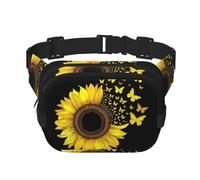 Marsupio a doppio strato con girasole e farfalle, marsupio per uomo e donna, regolabile, per viaggi, escursionismo, corsa, ciclismo, festival