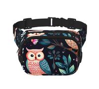 Marsupio a doppio strato con gufo, uccellino, fiore, carino, unisex, regolabile, per viaggi, escursionismo, corsa, ciclismo, festival