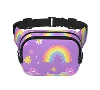 Marsupio a doppio strato con luna arcobaleno e nuvole, per uomini e donne, regolabile, per viaggi, escursionismo, corsa, ciclismo, festival