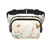 Marsupio a doppio strato con margherite e farfalle, marsupio per uomo e donna, regolabile, per viaggi, escursionismo, corsa, ciclismo, festival