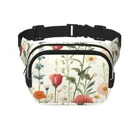 Marsupio a doppio strato con margherite rosa e fiori, per uomini e donne, marsupio regolabile per viaggi, escursionismo, corsa, ciclismo, festival