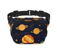 Marsupio a doppio strato con pianeta dello spazio esterno, con sistema solare, unisex, regolabile, per viaggi, escursionismo, corsa, ciclismo, festival