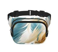 Marsupio a doppio strato con piume acquerellabili, stile bohémien, per uomini e donne, regolabile, per viaggi, escursionismo, corsa, ciclismo, festival