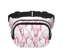 Marsupio a doppio strato con scarpe da balletto rosa, unisex, regolabile, per attività all'aperto, viaggi, corsa, escursionismo, Nero , Taglia unica