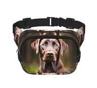 Marsupio a doppio strato con stampa Labrador Retriever marrone quadrato borsa da viaggio alla moda con Bel regolabile, nero, Taglia unica