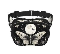 Marsupio a doppio strato con teschio e farfalla, stile gotico, per Halloween, unisex, regolabile, per viaggi, escursionismo, corsa, ciclismo, festival