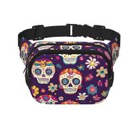 Marsupio a doppio strato con teschio e margherita, marsupio da uomo e donna, regolabile, per viaggi, escursionismo, corsa, ciclismo, festival