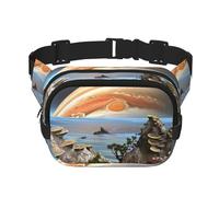 Marsupio a doppio strato con vista sul Planet Square con tracolla regolabile - Marsupio da viaggio - perfetto per gli sport all'aria aperta, nero, Taglia unica