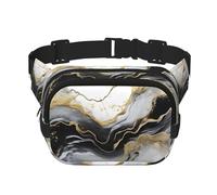 Marsupio a doppio strato grigio astratto marmorizzato Marsupio Marsupio arte oceano per uomini e donne, marsupio regolabile per viaggi, escursionismo, corsa, ciclismo, festival
