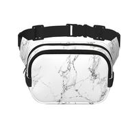 Marsupio a doppio strato in marmo bianco e nero con motivo geometrico artistico, per uomini e donne, marsupio regolabile per viaggi, escursionismo, corsa, ciclismo, festival