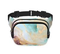 Marsupio a doppio strato in marmo turchese viola astratto marsupio per uomini e donne, marsupio regolabile per viaggi, escursionismo, corsa, ciclismo, festival