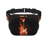 Marsupio a doppio strato per chitarra con fiamme di fuoco, marsupio per musica, unisex, regolabile, per viaggi, escursionismo, corsa, ciclismo, festival