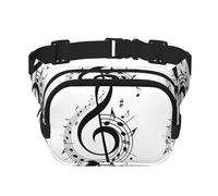 Marsupio a doppio strato, regolabile, unisex, con simbolo musicale, per attività all'aperto, viaggi, corsa, escursionismo, Nero , Taglia unica