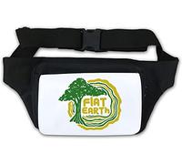 Marsupio a forma di albero verde con scritta "Flat Earth", colore bianco