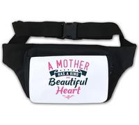 Marsupio a forma di cuore con scritta "A Mother Has A Kind and Beautiful Heart", colore: bianco