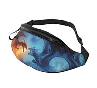 Marsupio a forma di drago di fuoco rosso blu da donna, per uomo e donna