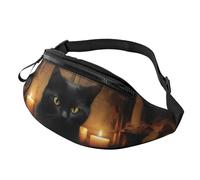 Marsupio a forma di gatto nero, grande marsupio alla moda per donne e uomini, tasche sicure con cerniera regolabile, per viaggi, feste, sport, corsa, escursionismo, uso quotidiano, 3D, Taglia unica