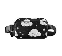 Marsupio a forma di nuvole bianche e nere, per donne, uomini, adolescenti, mini borsa sportiva a tracolla con tracolla regolabile, per viaggi, corsa, escursionismo