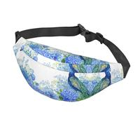 Marsupio a forma di pavone con fiori blu, piccolo marsupio con fibbie regolabili per viaggi ed escursioni, Come nella foto, Taglia unica, Zaino da escursionismo