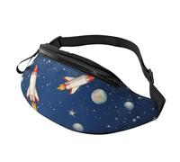 Marsupio a forma di razzo nello spazio, grande marsupio alla moda per donne e uomini, tasche sicure con cerniera regolabile, per viaggi, feste, sport, corsa, escursionismo, uso quotidiano, 3D, Taglia