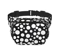 Marsupio a pois bianco e nero unisex regolabile in vita quadrata a doppio strato per attività all'aperto, viaggi, corsa, escursionismo, Nero , Taglia unica