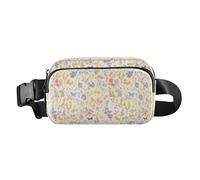 Marsupio a pois neri su sfondo rosa, impermeabile, con cinghia regolabile, per viaggi e vacanze, Wild Summer Rustico Fiori Cottage Farfalla, 1 Size
