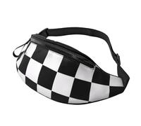 Marsupio a quadri bianco e nero - Marsupio grande alla moda per donne e uomini, tasche sicure con cerniera regolabile, per viaggi, feste, sport, corsa, escursionismo, uso quotidiano, 3D, Taglia unica