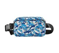 Marsupio a righe blu navy e acquerello oceano donne uomini adolescenti elegante marsupio per allenamento corsa escursionismo, Orca assassina su Blu, 1 Size