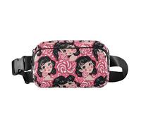Marsupio a righe blu navy e acquerello oceano donne uomini adolescenti elegante marsupio per allenamento corsa escursionismo, Ragazza lecca-lecca, 1 Size