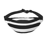 Marsupio a righe nere e bianche, di grandi dimensioni con 3 tasche con cerniera. È possibile trasportare telefoni cellulari di tutte le dimensioni per esercizi all'aperto., Multicolore, Taglia unica,