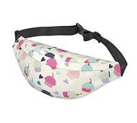 Marsupio a righe verdi per donne e uomini, grande marsupio alla moda per viaggi e corsa, marsupio unisex, Cupcake Candy Hearts Sweet, Taglia unica