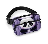 Marsupio a righe viola con panda per donne e uomini, borsa casual regolabile per viaggi, sport, escursionismo, bianco, 20 x 13 cm, Bianco, 7.9x5.1inches