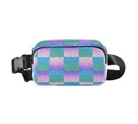 Marsupio a scacchi colorato rosa viola carino marsupio per donne uomini impermeabile marsupio cintura con cinghia regolabile per lo shopping sport lavoro