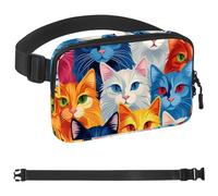 Marsupio a tracolla a forma di gatto, regalo per godersi sport, festival, allenamento, viaggi, corsa, casual, a mani libere, portafogli, marsupio per telefono, Multicolore 13, 1.5x9.0x5.9in/4x23x15cm