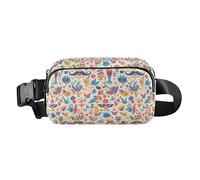 Marsupio a tracolla a strisce colorate con cinghia regolabile per viaggi, shopping, corsa, Art Decor Baffi Pattern Retro Felice Festa del Papà, 1 Size