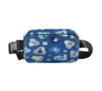 Marsupio a tracolla alla moda blu scuro con stampa di pelliccia di mucca di Natale per donne d'affari Resistente all'acqua con cinturino regolabile per allenamento corsa escursionismo para la cintura