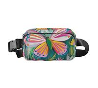 Marsupio a tracolla alla moda con api divertenti da collezionare miele, per donne, uomini, adolescenti, resistente all'acqua, per escursioni, Farfalla svolazzante fiori colorati, 1 size