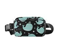 Marsupio a tracolla alla moda con balena blu, per donne e uomini, grande capacità, essenziale da viaggio, con cinghia regolabile, per shopping, sport, lavoro, Carino Balena Blu Cartoon, 1 size
