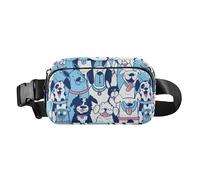 Marsupio a tracolla alla moda con cucciolo blu e bianco, per uomini e donne, impermeabile, con cinghia regolabile, per shopping, sport, lavoro, Cucciolo blu e bianco dei cartoni, 1 size