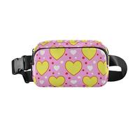 Marsupio a tracolla alla moda con cuore giallo pesca a pois per donne uomini mini marsupio con cinghia regolabile per viaggi vacanze corsa