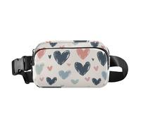 Marsupio a tracolla alla moda con cuori per uomo e donna, mini borsa a tracolla essenziale da viaggio con cinghia regolabile per viaggi, corsa, escursionismo