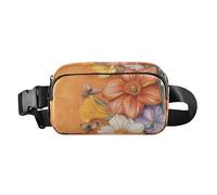 Marsupio a tracolla alla moda con fiori narcisi Phlox in terracotta per uomo donna piccola cintura toracica marsupio con cinghia regolabile per allenamento, corsa, escursionismo, Fiori Narciso Phlox