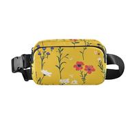 Marsupio a tracolla alla moda con fiori rossi autunnali gialli per donne, uomini, adolescenti, mini marsupio con cinghia regolabile per viaggi, palestra, lavoro, Fiori rossi autunnali, 1 size