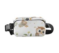 Marsupio a tracolla alla moda con gufi dei cartoni animati, per donne e uomini, piccola cintura toracica, con cinghia regolabile, per allenamento, corsa, escursionismo, Gufi dei cartoni anim, 1 size