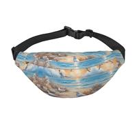 Marsupio a tracolla alla moda con molti simpatici gabbiani, da viaggio, casual, adatto per sport, corsa, ciclismo, viaggi, pesca
