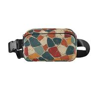 Marsupio a tracolla alla moda con mosaico vintage colorato, per uomini e donne, resistente all'acqua, con cinghia regolabile, per viaggi, corsa, escursionismo, Mosaici Vintage colorati, Taglia unica