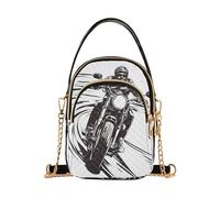 Marsupio a tracolla alla moda con motocicletta sta cavalcando bici classica, con tasche multiple per donna per moglie