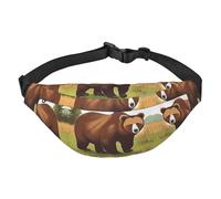 Marsupio a tracolla alla moda con orso marrone, da viaggio, casual, adatto per sport, corsa, ciclismo, viaggi, pesca