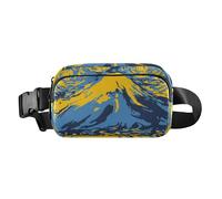 Marsupio a tracolla alla moda con paesaggio astratto rosso blu per donne uomini borsa a tracolla resistente all'acqua con cinghia regolabile per allenamento corsa escursionismo, Paesaggio astratto blu